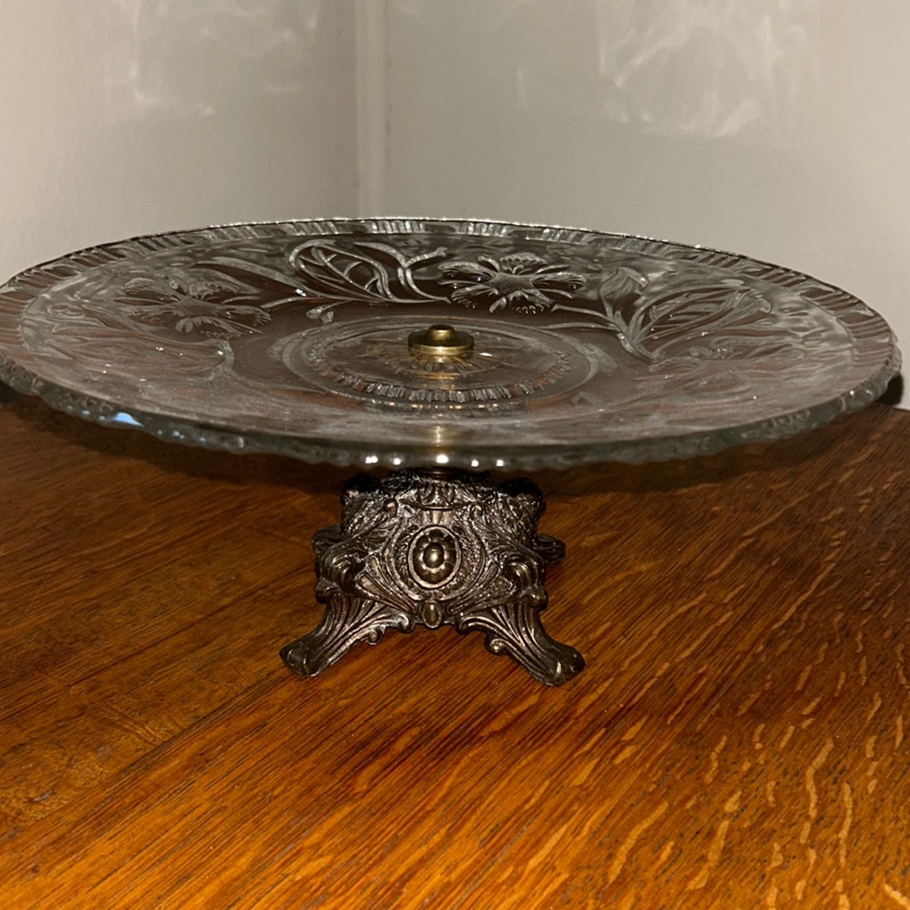 Vintage Glass Pedestal Stand